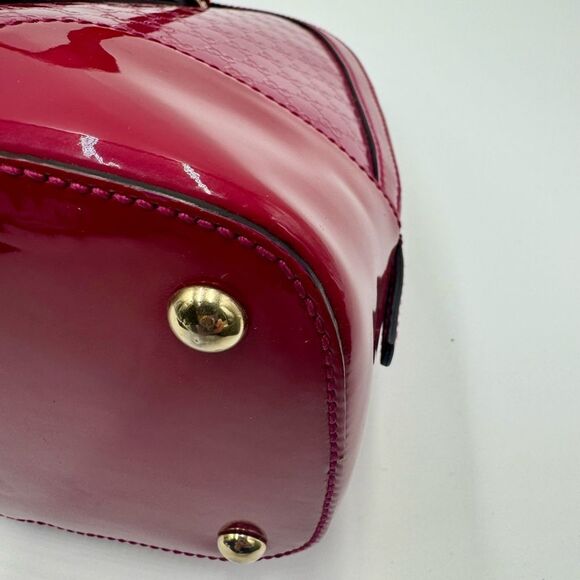 Auth Gucci Bright Bouganville Microguccisima Patent Leather Small Nice Dome Bag - Picture 12 of 16